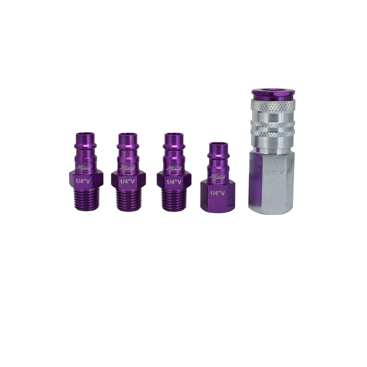 Milton S-305VKIT 5 Piece Hi-Flo V-Style 1/4 NPT Purple ColorFit-Mega-Flow Kit
